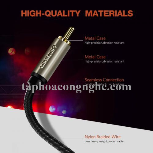 Ugreen 20740 5M màu Xám Cáp âm thanh bông sen Coaxial cao cấp AV133 30020740